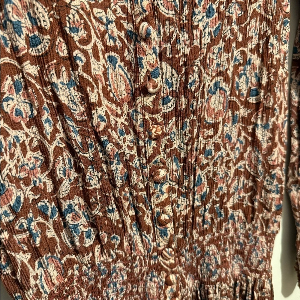 FAHERTY | Montara Long Sleeve Dress Merlot Bordeaux Floral Dress Women’s Size XS - Picture 8 of 15